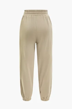 MICAS Pants-Solid High-Waist Drawstring Pants BEIGE