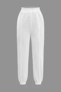 MICAS Pant Sets-Solid Hooded Cut Out Sweatshirt And Elastic Pants Set