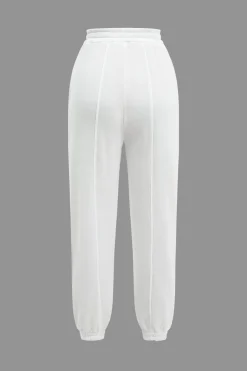 MICAS Pant Sets-Solid Hooded Cut Out Sweatshirt And Elastic Pants Set