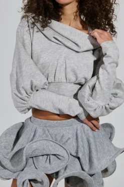 MICAS Long Sleeve Tops|Long Sleeves Tops-Solid Hooded Long-Sleeve Top GRAY
