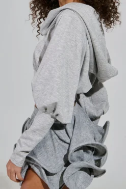 MICAS Long Sleeve Tops|Long Sleeves Tops-Solid Hooded Long-Sleeve Top GRAY