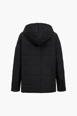 MICAS Outerwear|Outerwear-Solid Hooded Puffer BLACK