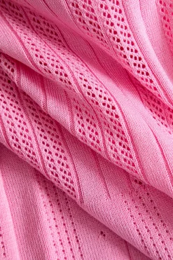 MICAS Knitwear|Knit Dresses-Solid Knit Button Round Neck Short Sleeve Dress