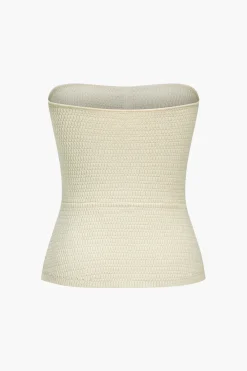 MICAS Knitwear-Solid Knit Button Sweater Tube Top IVORY