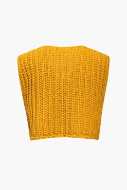 MICAS Knitwear|Knit Tops-Solid Knit Button Up Vest