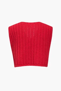 MICAS Knitwear|Knit Tops-Solid Knit Button Up Vest