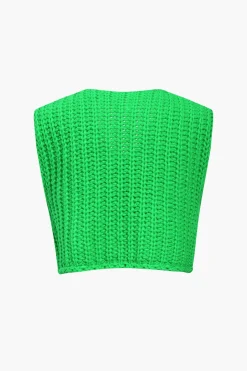 MICAS Knitwear|Knit Tops-Solid Knit Button Up Vest