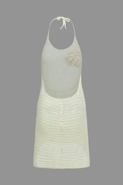 MICAS Knit Dresses-Solid Knit Cut Out Backless Tie-Up Dress BEIGE