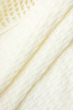 MICAS Knit Dresses-Solid Knit Fringe Cut Out Tie-Up Dress IVORY