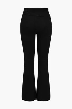 MICAS Knitwear|Knit Sets-Solid Knit Hooded Top And Asymmetrical Pants Set