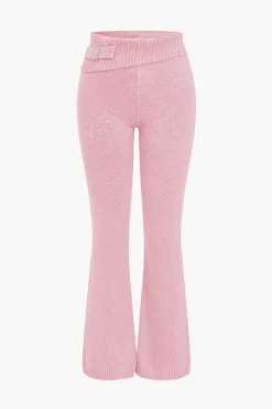 MICAS Knitwear|Knit Sets-Solid Knit Hooded Top And Asymmetrical Pants Set