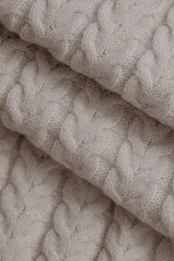 MICAS Knit Sets-Solid Knit Long Sleeve Top And Slit Skirt Set BEIGE