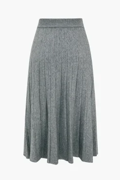 MICAS Knitwear|Knit Bottoms-Solid Knit Pleated High Waist Skirt