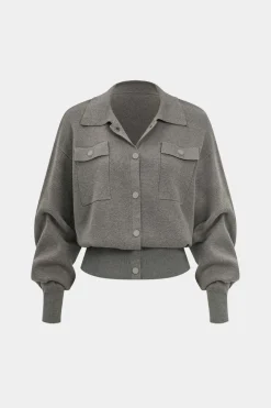 MICAS Outerwear|Knitwear-Solid Knit Pocket Cardigan