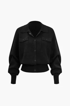 MICAS Outerwear|Knitwear-Solid Knit Pocket Cardigan