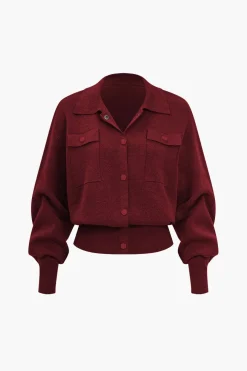 MICAS Outerwear|Knitwear-Solid Knit Pocket Cardigan