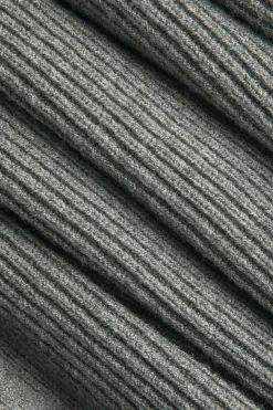 MICAS Knit Dresses-Solid Knit Ruffle Slip Dress GRAY