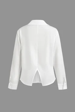 MICAS Pant Sets|Vacation Sets-Solid Knot Shirt And Artistic Print Pants Set