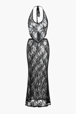 MICAS Skirt Sets-Solid Lace Tie-Up Skirt Set BLACK