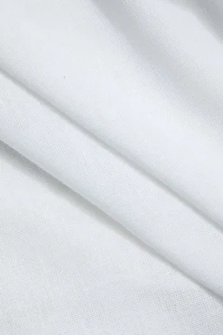 MICAS Long Sleeve Tops|Long Sleeves Tops-Solid Linen Buckle Long-Sleeve Shirt WHITE