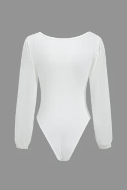 MICAS Bodysuits-Solid Long Sleeve Bodysuit WHITE