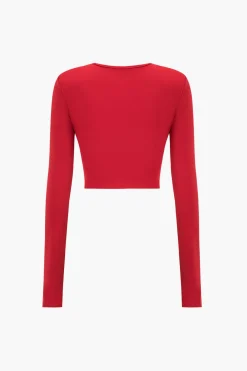 MICAS Skirt Sets-Solid Long Sleeve Top And Maxi Skirt Set CHILI