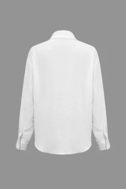 MICAS Short Sets-Solid Long-Sleeve Shirt And Ruffle Short Set WHITE