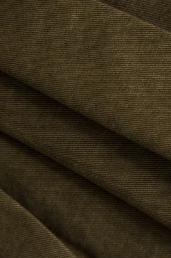 MICAS Skirts-Solid Pleated Denim Mini Skirt KHAKI