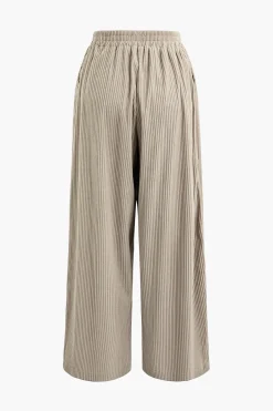 MICAS Pants-Solid Pleated Wide Leg Pants
