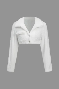 MICAS Short Sets-Solid Plush Button Pocket Shirt And Shorts Set WHITE