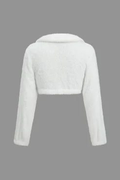 MICAS Short Sets-Solid Plush Button Pocket Shirt And Shorts Set WHITE