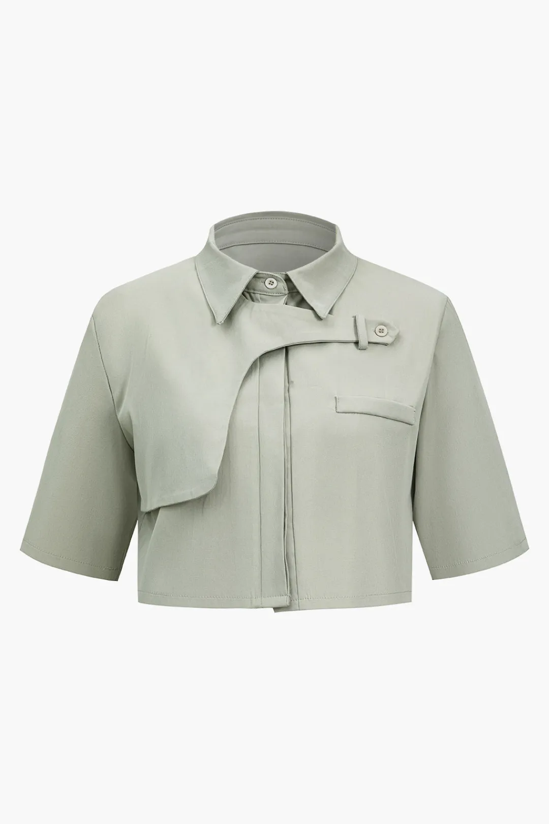 MICAS Pant Sets-Solid Pocket And Zipper Detail Trouser Set SAGE