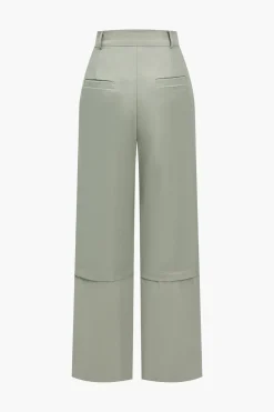 MICAS Pant Sets-Solid Pocket And Zipper Detail Trouser Set SAGE