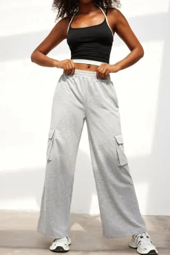 MICAS Pants-Solid Pocket High-Waisted Trousers SMOKE