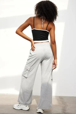 MICAS Pants-Solid Pocket High-Waisted Trousers SMOKE