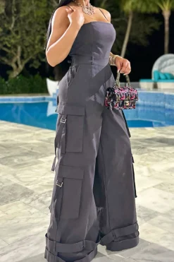 MICAS Jumpsuits & Rompers-Solid Pocket Slip Jumpsuit