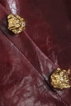 MICAS Skirts-Solid Pu Button Asymmetrical Skirt