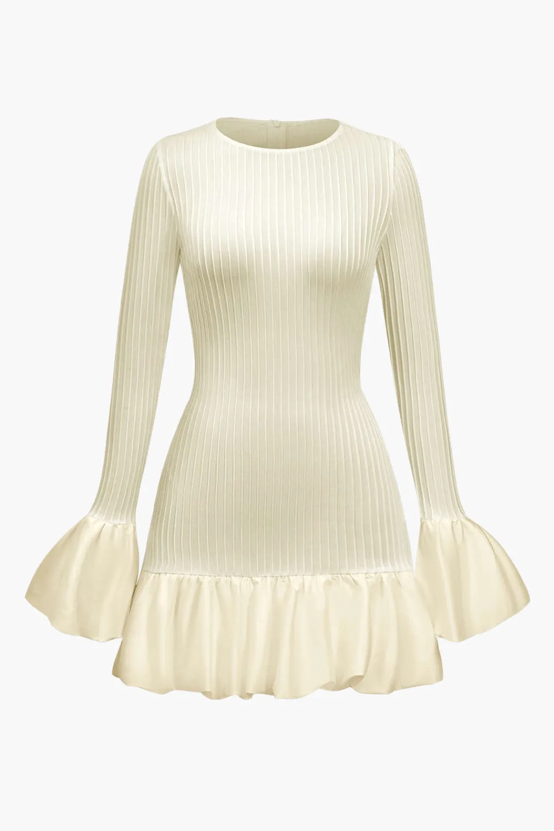 MICAS Long Sleeve Dresses|Mini Dresses-Solid Puff Bell Sleeve Mini Dress