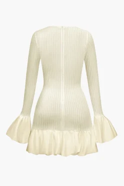 MICAS Long Sleeve Dresses|Mini Dresses-Solid Puff Bell Sleeve Mini Dress