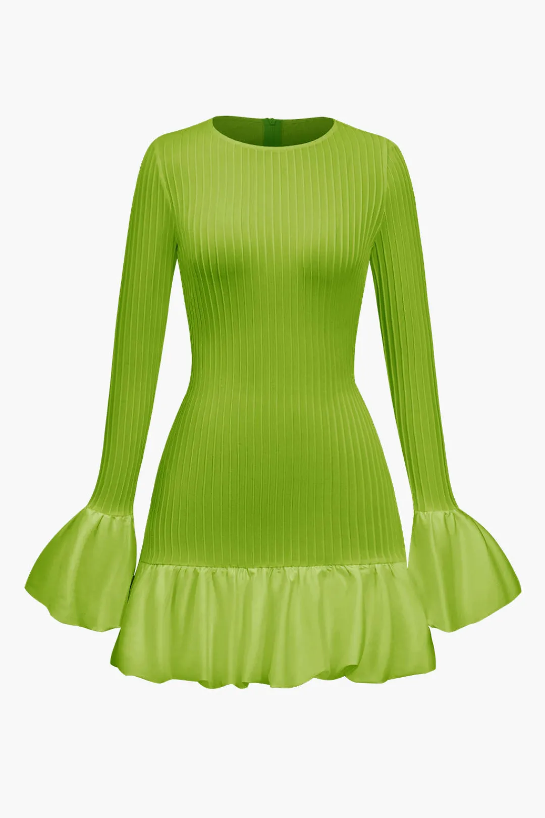 MICAS Long Sleeve Dresses|Mini Dresses-Solid Puff Bell Sleeve Mini Dress