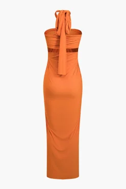 MICAS Maxi Dresses-Solid Reversible Asymmetrical Tie-Up Maxi Dress