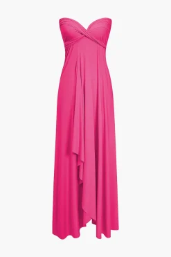MICAS Maxi Dresses-Solid Reversible Asymmetrical Tie-Up Maxi Dress