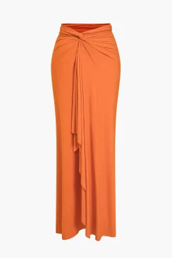 MICAS Maxi Dresses-Solid Reversible Asymmetrical Tie-Up Maxi Dress
