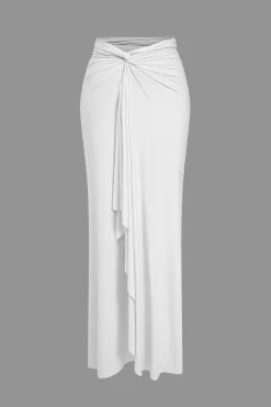 MICAS Maxi Dresses-Solid Reversible Asymmetrical Tie-Up Maxi Dress