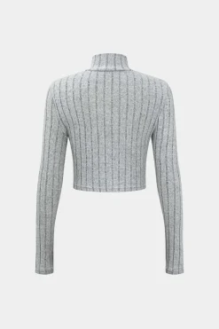 MICAS Skirt Sets-Solid Ribbed Long Sleeve Cut Out Top And Skirt Set LIGHT GRAY