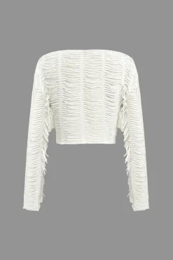MICAS Long Sleeve Tops|Long Sleeves Tops-Solid Ripped Twist Knot Long-Sleeve Top BEIGE