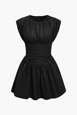 MICAS Mini Dresses-Solid Ruched Mini Dress