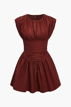 MICAS Mini Dresses-Solid Ruched Mini Dress