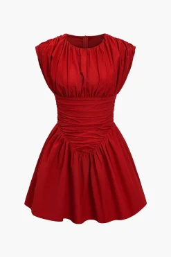 MICAS Mini Dresses-Solid Ruched Mini Dress