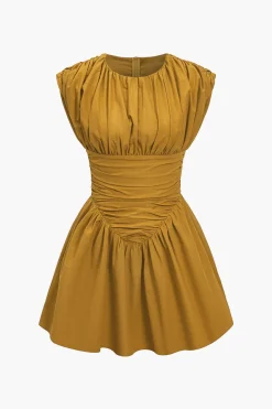 MICAS Mini Dresses-Solid Ruched Mini Dress